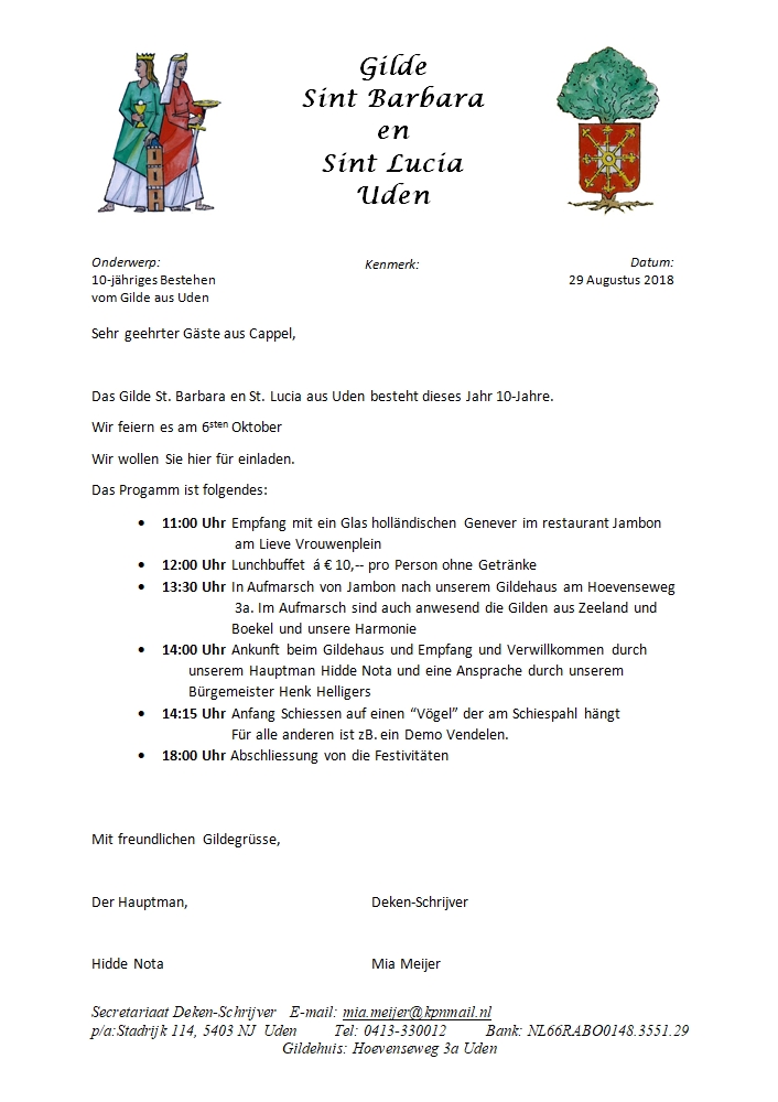 Einladung der Gilde Uden
